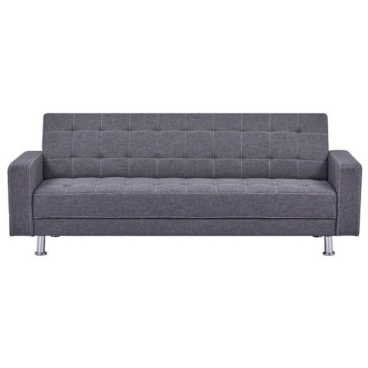 Canapé Droit convertible 3 places IVANA - Tissu Gris foncé - Style c