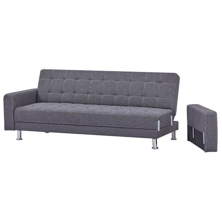 Canapé Droit convertible 3 places IVANA - Tissu Gris foncé - Style c