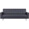 Canapé Droit Clic clac convertible 3 places IVANA - PU Noir - Style contemporain - L 208 x P 86 x H 80 cm