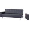 Canapé Droit Clic clac convertible 3 places IVANA - PU Noir - Style contemporain - L 208 x P 86 x H 80 cm