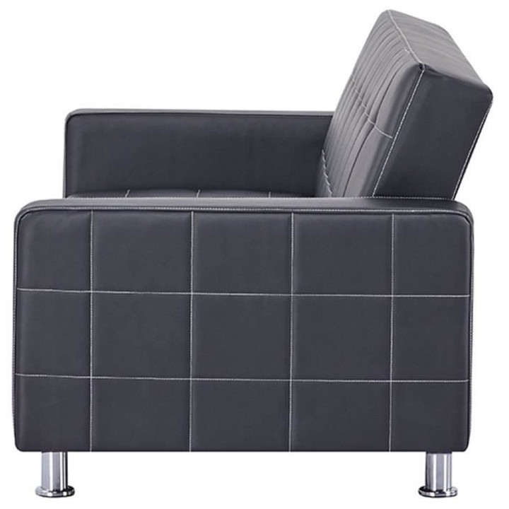 Canapé Droit Clic clac convertible 3 places IVANA - PU Noir - Style c