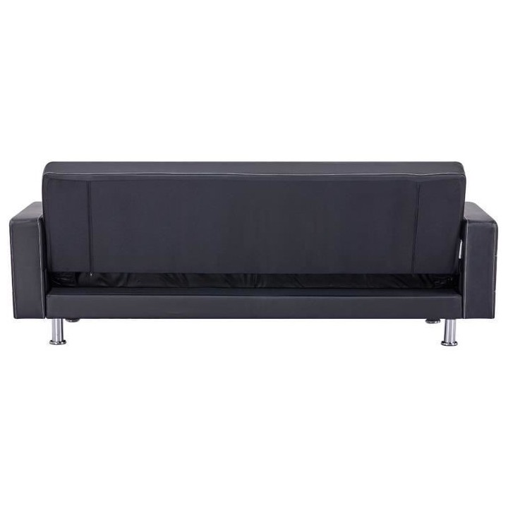 Canapé Droit Clic clac convertible 3 places IVANA - PU Noir - Style c