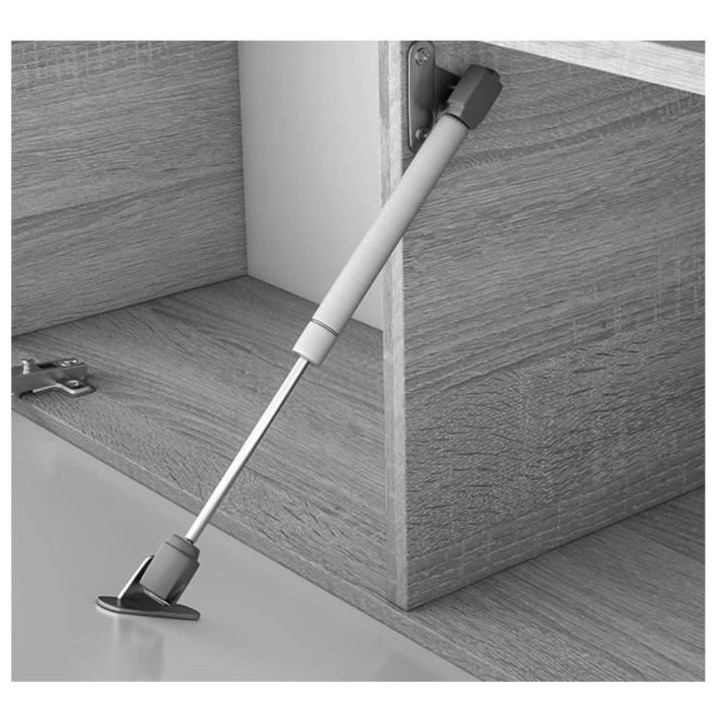 Buffet LOIRA - Mélaminé blanc artik et ciment - 3 portes + 3 niches