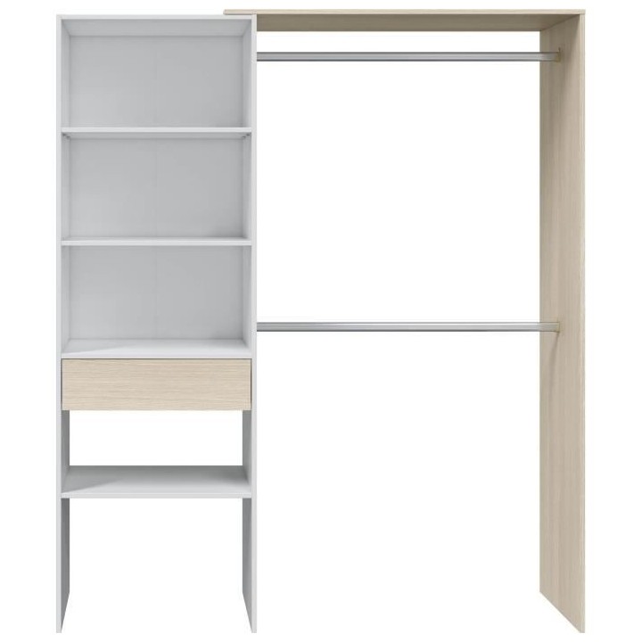 Dressing DRESS - Penderie 2 barres + 3 niches + 1 étagere + 1 tiroir