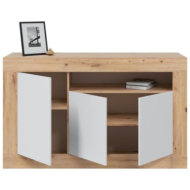 Buffet BALTIK - Mélaminé 3 portes + 1 niche de rangement - L 144 x P