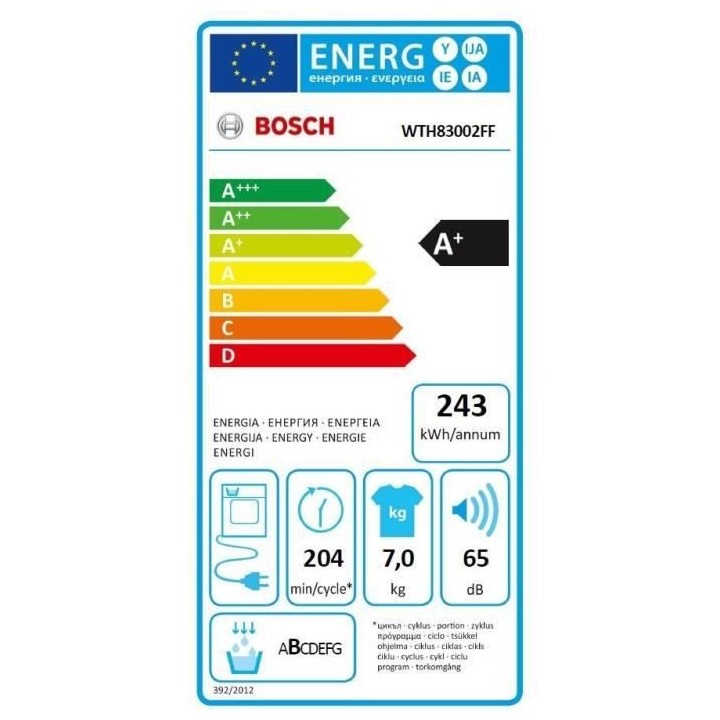 Seche-linge pompe a chaleur BOSCH WTH83002FF SER4 - 7 kg - Induction -