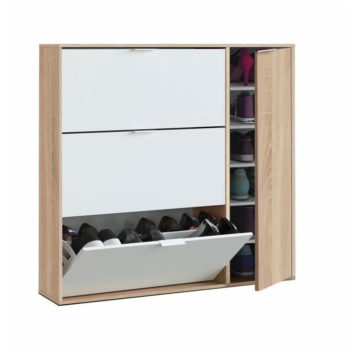 Meuble a chaussure - 3 tiroirs abattants et 1 porte - L 106 x H 115 x