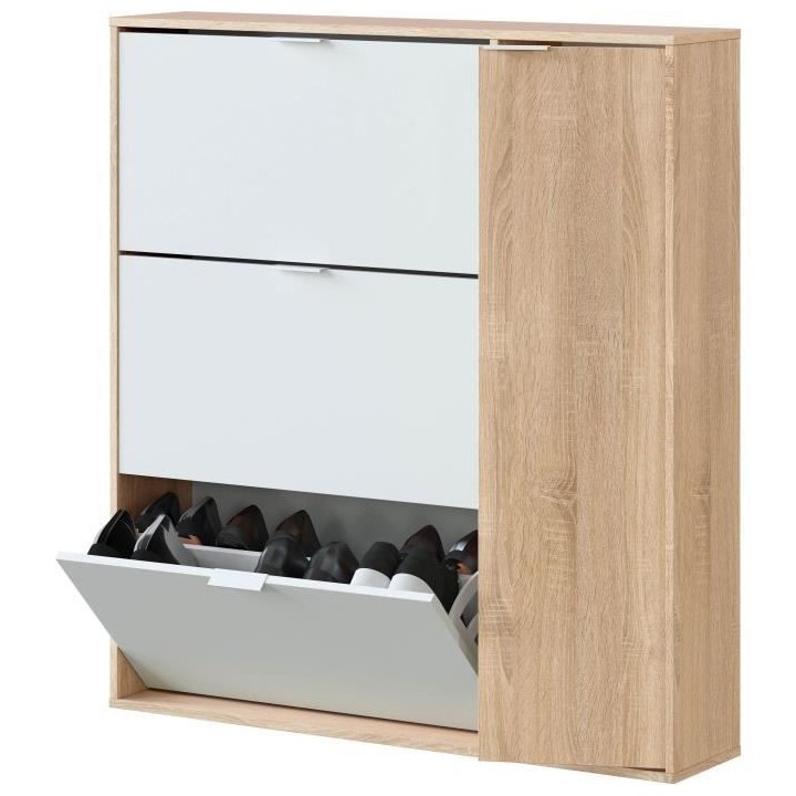Meuble a chaussure - 3 tiroirs abattants et 1 porte - L 106 x H 115 x