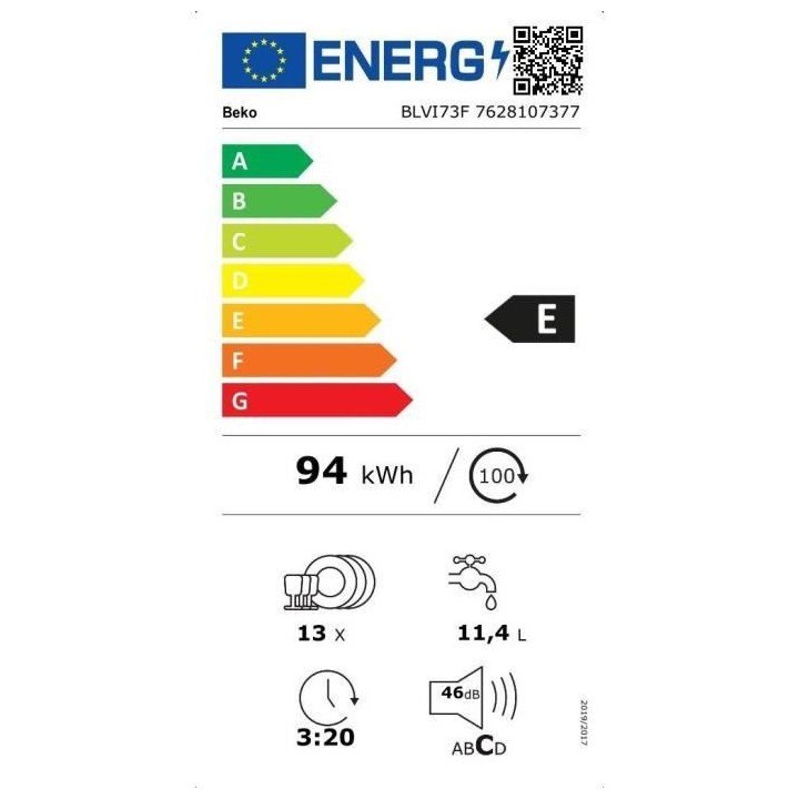 Lave-vaisselle pose libre BEKO BLVI73F - 13 couverts - moteur standard