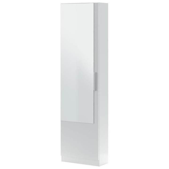 Meuble a chaussure - 1 porte 1 miroir - blanc - 50x 22 x 180 cm - KRIS