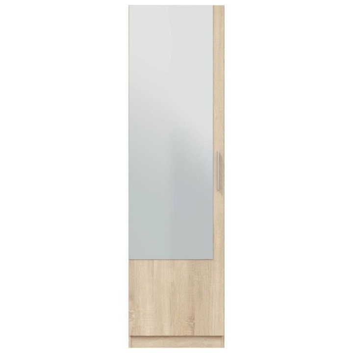Meuble a chaussure - 1 porte 1 miroir - chene - L 50x P 22 x H180 cm -