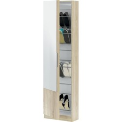 Meuble a chaussure - 1 porte 1 miroir - chene - L 50x P 22 x H180 cm - KRISTAL