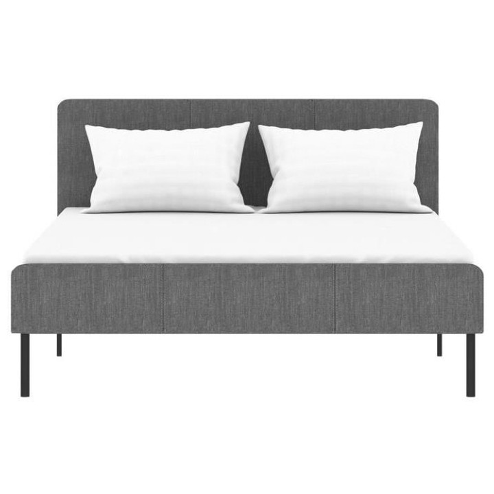 Lit adulte SIME - 140 x 190 cm - Sommier inclus - Gris