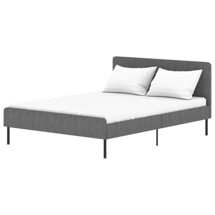 Lit adulte SIME - 140 x 190 cm - Sommier inclus - Gris