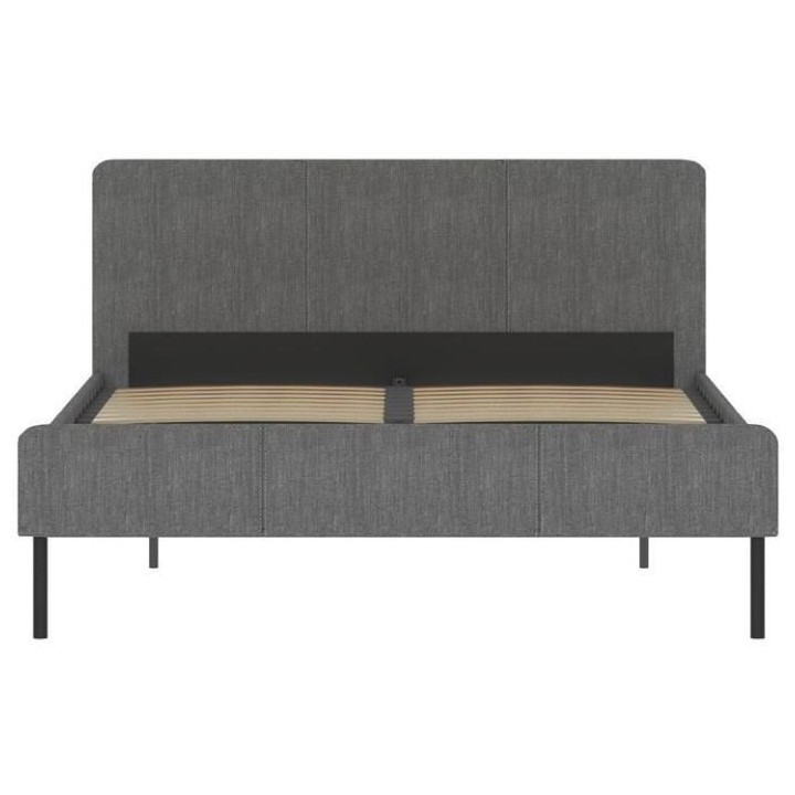 Lit adulte SIME - 140 x 190 cm - Sommier inclus - Gris