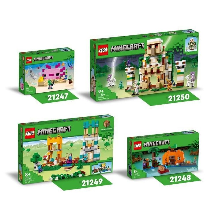 LEGO Minecraft 21247 La Maison Axolotl, Jouets pour Enfants avec Zombi