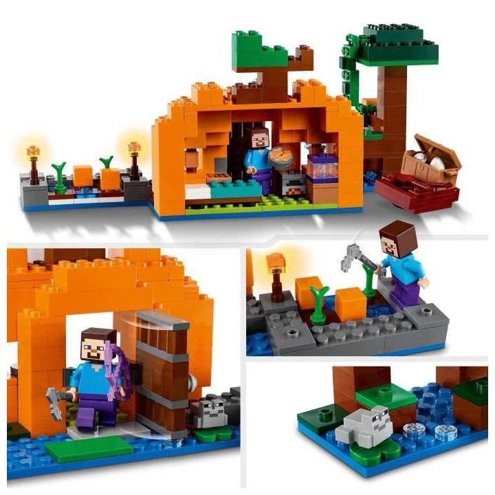 LEGO Minecraft 21248 La Ferme Citrouille, Jouet de Maison avec Figurin