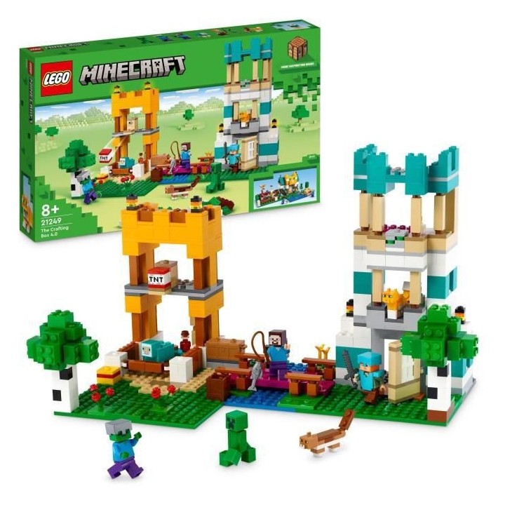 LEGO Minecraft 21249 La Boîte de Construction 4.0, Jouets 2-en-1 avec