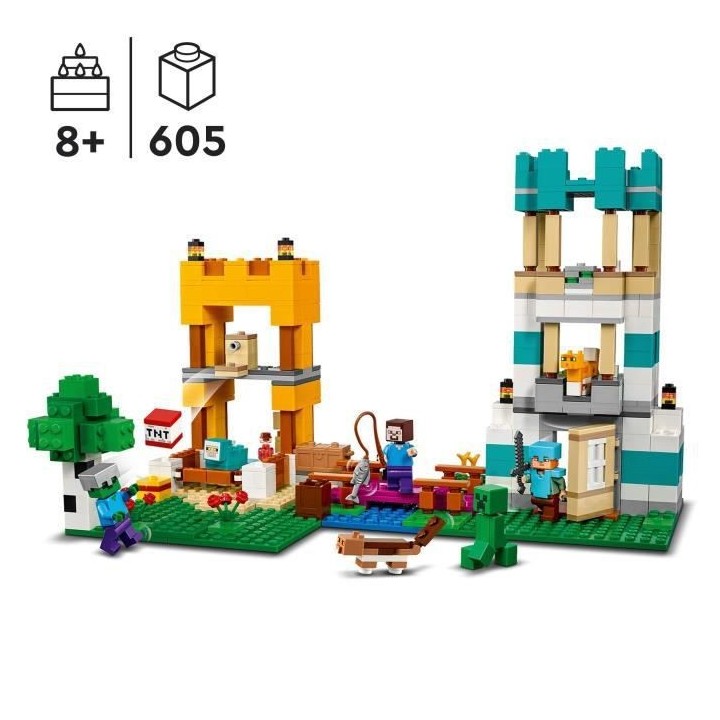 LEGO Minecraft 21249 La Boîte de Construction 4.0, Jouets 2-en-1 avec