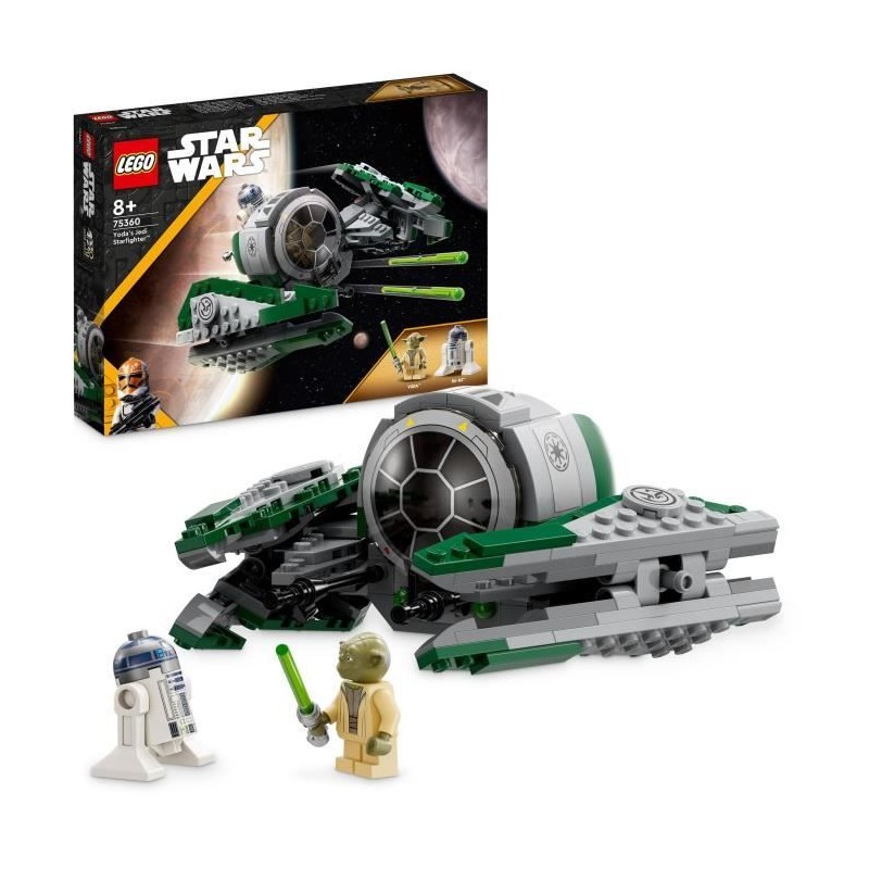 LEGO Star Wars 75360 Le Chasseur Jedi de Yoda, Jouet The Clone Wars avec la Minifigurine Yoda et Figurine R2-D2