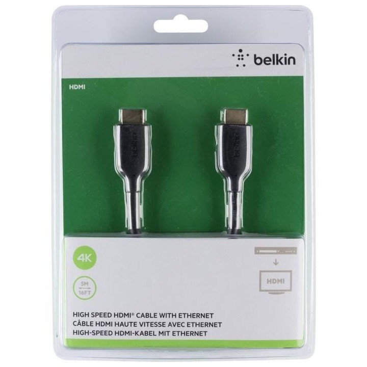 BELKIN Câble HDMI M/M - High Speed W Ethernet - 5 m - Doré et noir