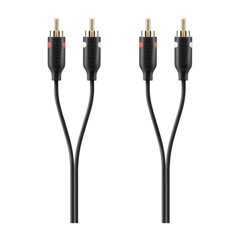 BELKIN Câble audio 2 x RCA 2 m - Connecteurs M Plaqués - Noir/Or