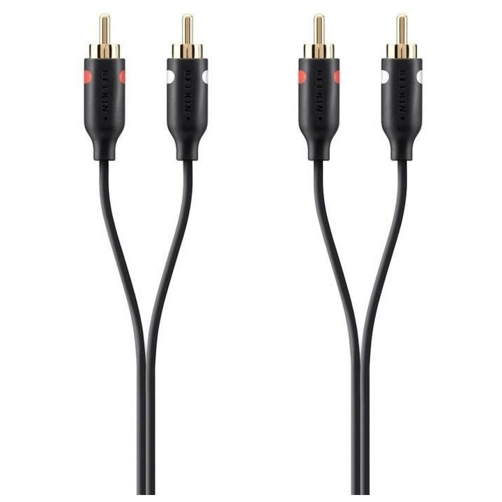 BELKIN Câble audio 2 x RCA 2 m - Connecteurs M Plaqués - Noir/Or