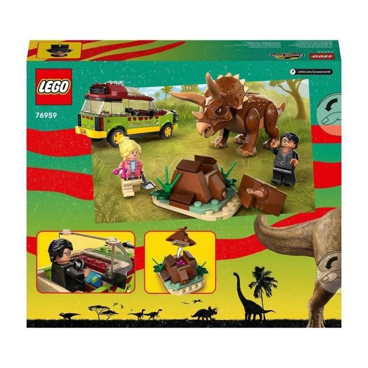 LEGO Jurassic Park 76959 La Recherche du Tricératops, Jouet de Voitur