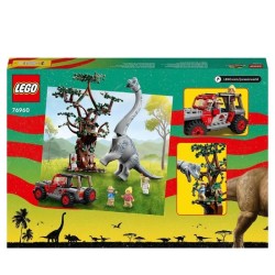 LEGO Jurassic Park 76960 La Découverte du Brachiosaure, Jouet avec Figurine de Dinosaure et Voiture