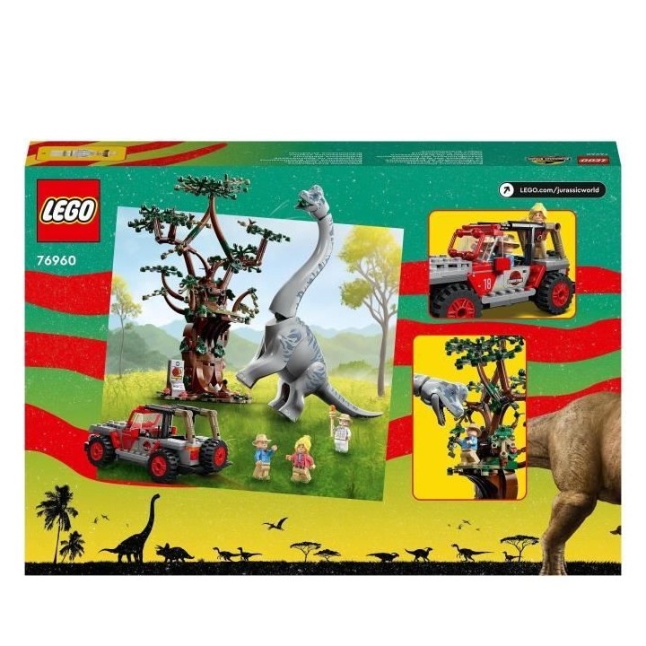 LEGO Jurassic Park 76960 La Découverte du Brachiosaure, Jouet avec Fi