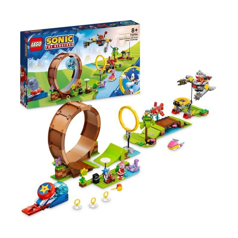 LEGO Sonic the Hedgehog 76994 Sonic et le Défi du Looping de Green Hill Zone, Jouet pour Enfants avec 9 Personnages