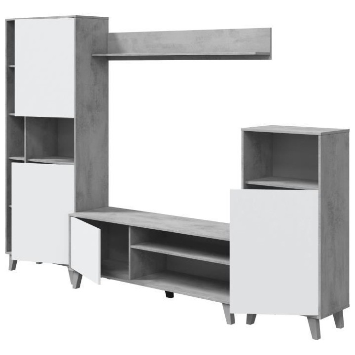 Ensemble meuble TV modulable Zoe : Meuble TV + 2 Vitrines - Ouverture