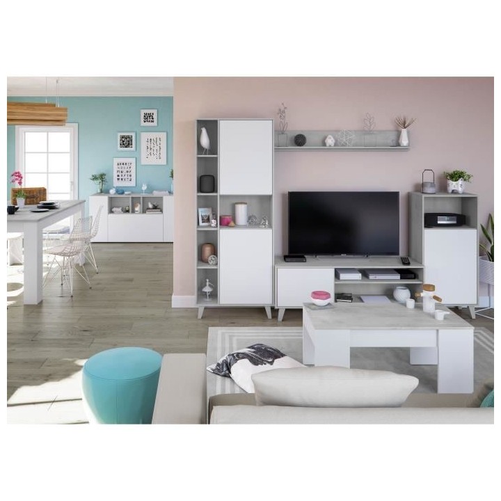 Ensemble meuble TV modulable Zoe : Meuble TV + 2 Vitrines - Ouverture