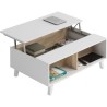 Table basse Relevable - Scandinave - Décor chene et blanc - L 100 x P68 x H 38 cm - ZAIKEN