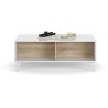 Table basse Relevable - Scandinave - Décor chene et blanc - L 100 x P68 x H 38 cm - ZAIKEN