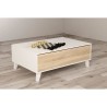 Table basse Relevable - Scandinave - Décor chene et blanc - L 100 x P68 x H 38 cm - ZAIKEN