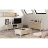 Table basse Relevable - Scandinave - Décor chene et blanc - L 100 x P68 x H 38 cm - ZAIKEN