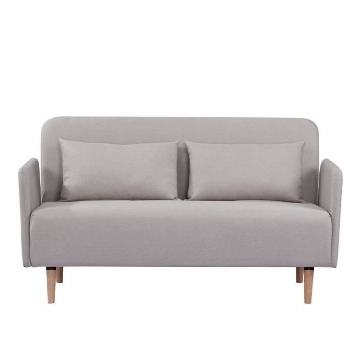 Canapé BZ DEPLO 2 places - Tissu Taupe 140 - L 152 x P 90 x H 81 cm