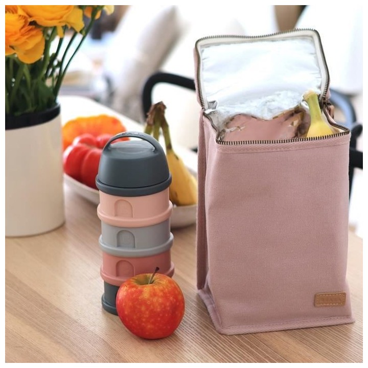 BEABA, Pochette repas bébé, isotherme, rose poudré