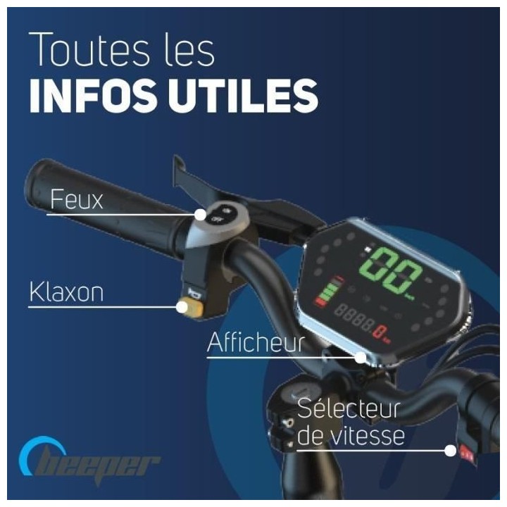 Trottinette électrique tout-terrain - BEEPER - Cross - 500W - 10- 48V