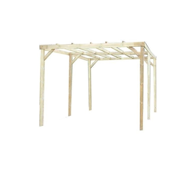 Carport en bois Toit plat Autoclave 15 m² - 3 x 5 m , h 2.4m ALTONA