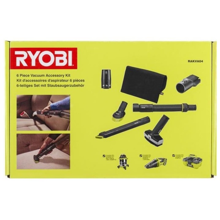 RYOBI Kit 6 accessoires pour nettoyage de l'automobile pour aspirateur
