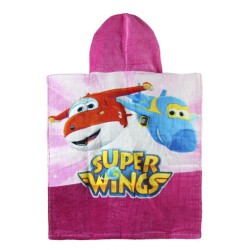 Serviette Poncho Rose à Capuche de Super Wings