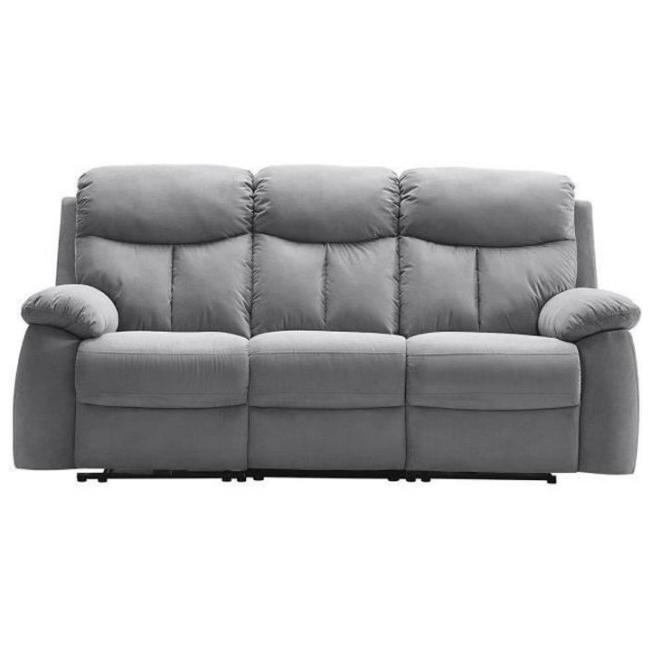 Canapé 3 places avec 2 assises électriques - Tissu gris - L 204 x P