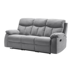 Canapé relax manuel - BELEM - Tissu gris - L 204 x P 94 x H 101 cm