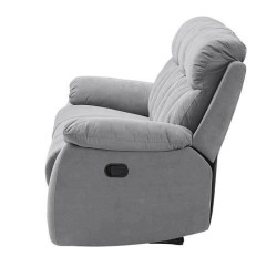 Canapé relax manuel - BELEM - Tissu gris - L 204 x P 94 x H 101 cm