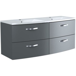 Ensemble Meuble de salle de bain 4 tiroirs + Vasque - Anthracite - L 1