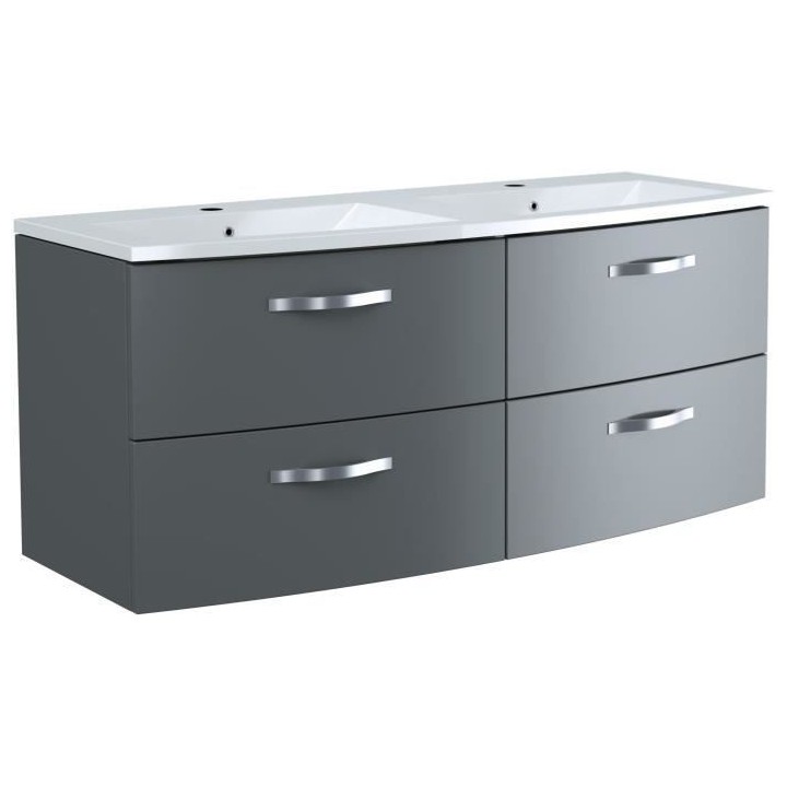 Ensemble Meuble de salle de bain 4 tiroirs + Vasque - Anthracite - L 1