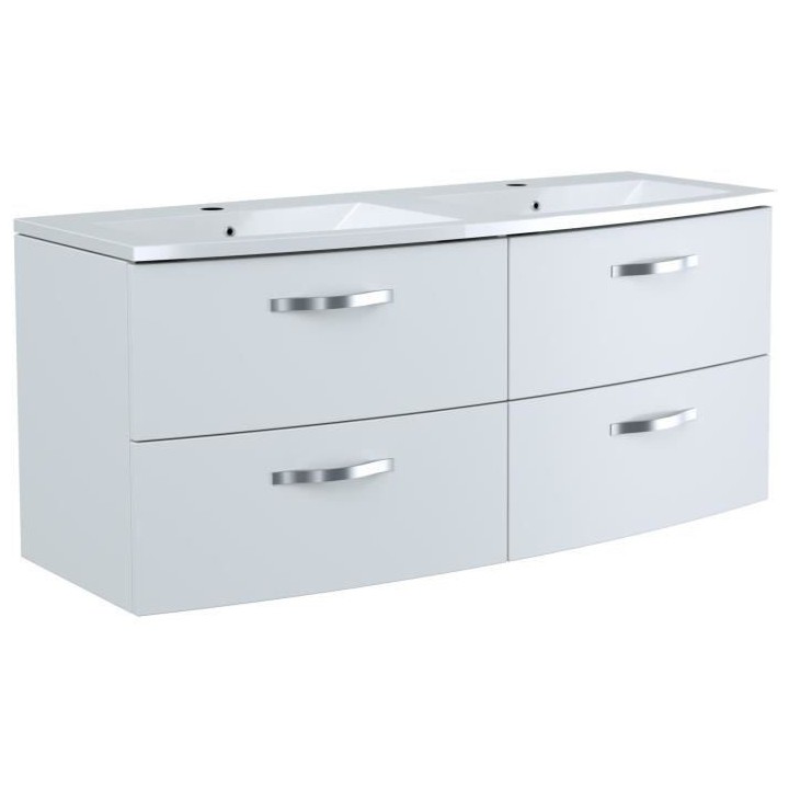 Ensemble Meuble de salle de bain 4 tiroirs + Vasque - Blanc - L 120 x