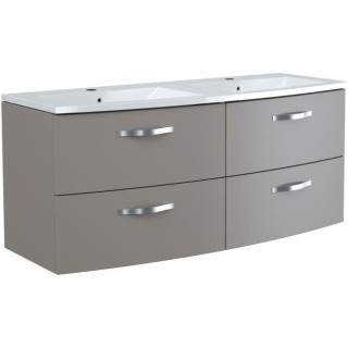 Ensemble Meuble de salle de bain 4 tiroirs + Vasque - Taupe - L 120 x